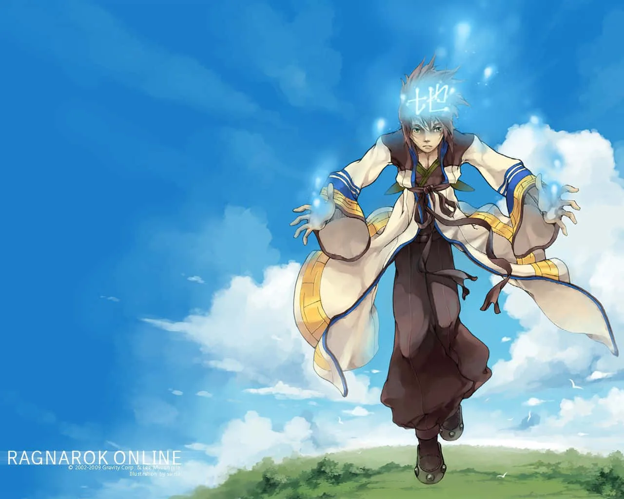 Sábio do Ragnarok conjurando magia sobre os campos
